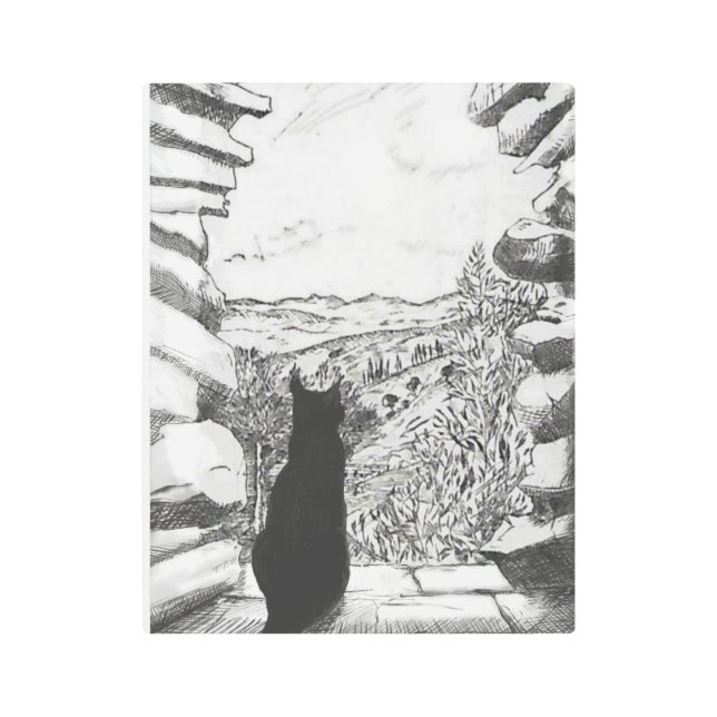 Black Cat Castle Window Wall Art | Mediterranean C (Front)