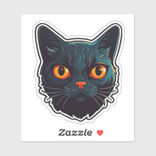 Black Cat Catitude Graphic Design  Sticker