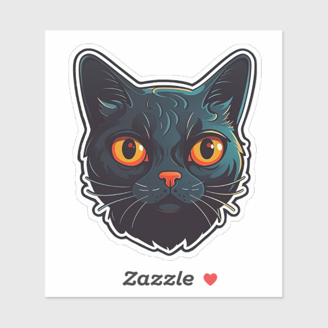 Black Cat Catitude Graphic Design  Sticker (Sheet)