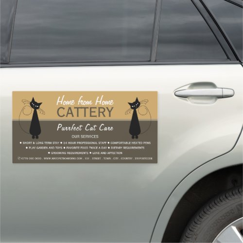 Black Cat Cattery Pet Boarding Advertising Car Magnet