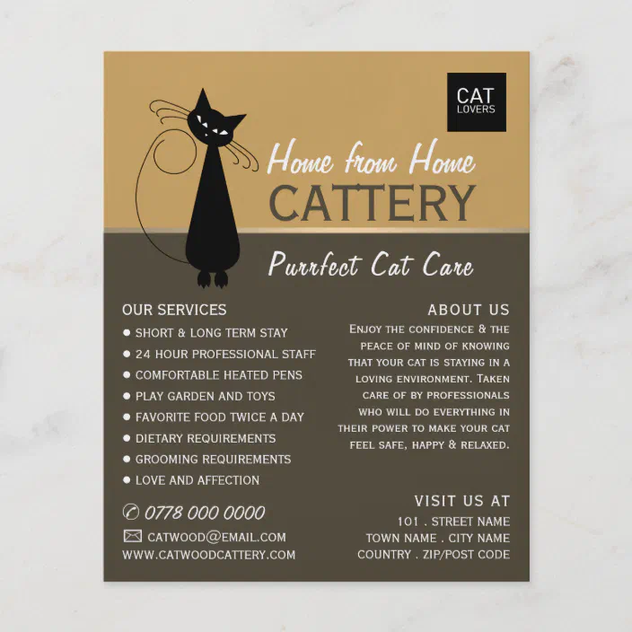 Black Cat Cattery Pet Boarding Advertising Flyer Zazzle Com