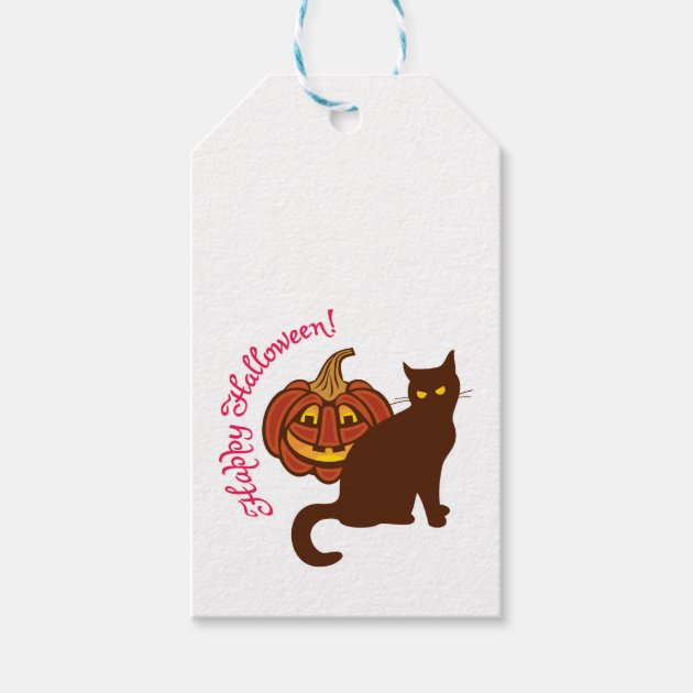 Black Cat Celebrates Halloween! Gift Tags