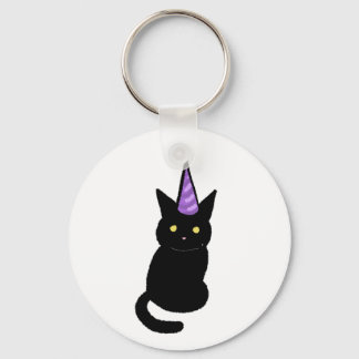 Black Cat Celebration Keyring