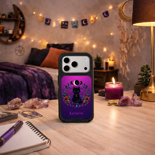 Black Cat Celestial Mystical Purple Pink iPhone 17 Pro Case