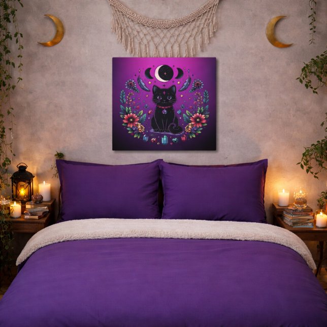 Black Cat Celestial Mystical Purple Pink Poster (Creator Uploaded)