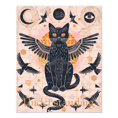 Black Cat Celestial Pink Personalized Photo Print