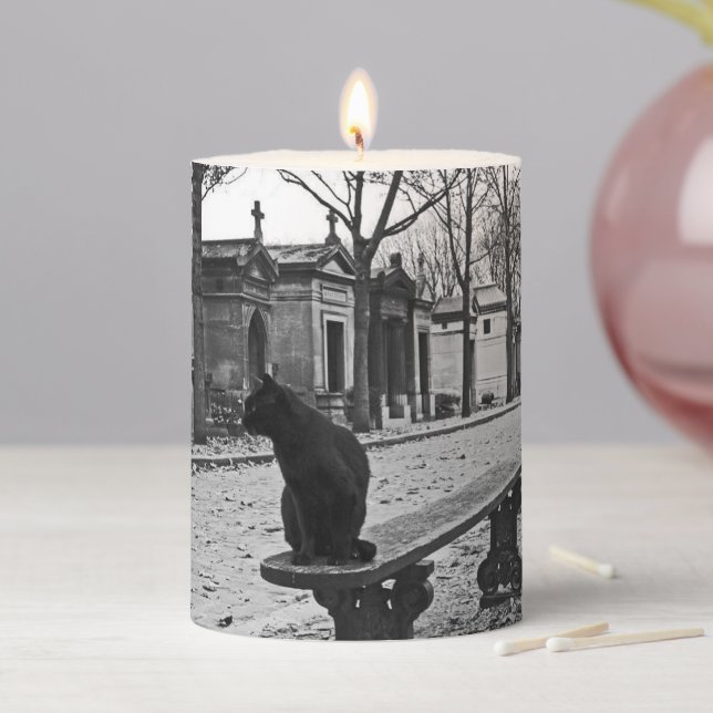 Black Cat Cemetery Handpoured 3 x 4 Pillar Candle (In Situ)
