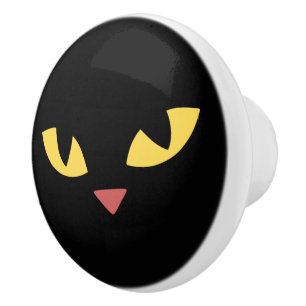 Black cat ceramic knob