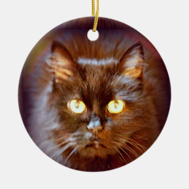 black cat ceramic ornament (Front)