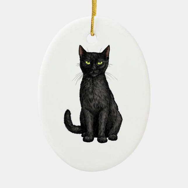 Black cat ceramic ornament (Front)