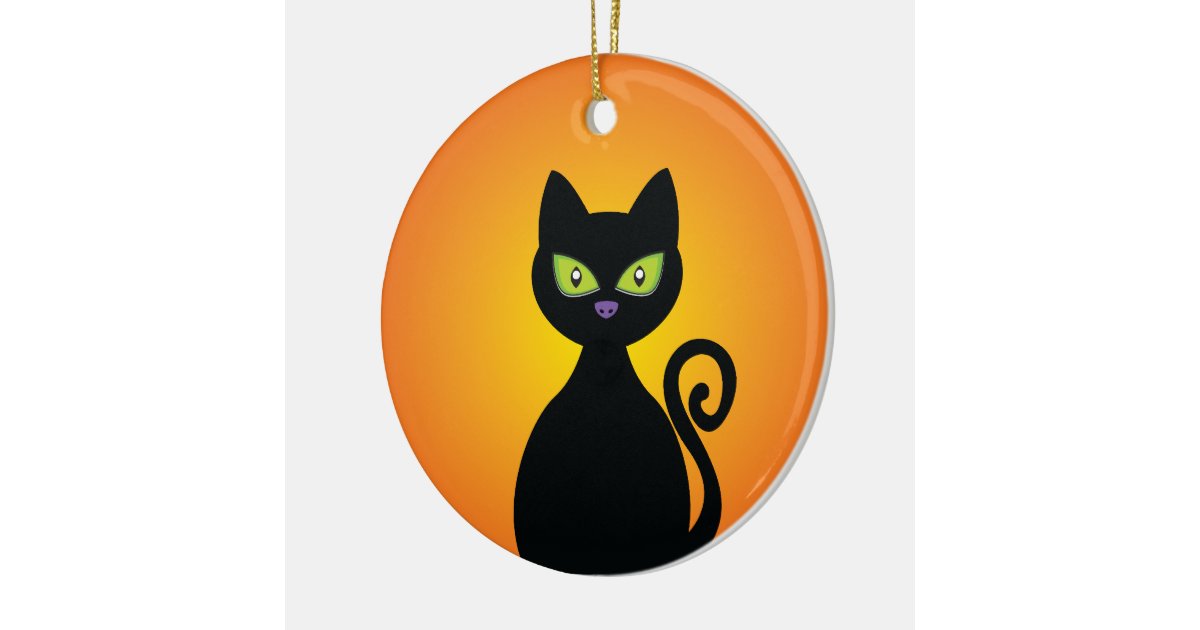 Black Cat Ceramic Ornament | Zazzle