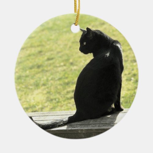 Black Cat Ceramic Ornament