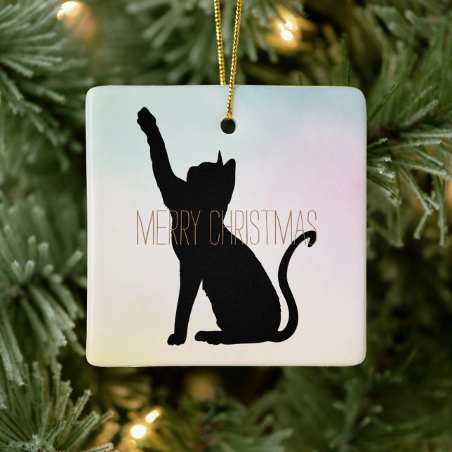 Black Cat Ceramic Ornament (Tree)