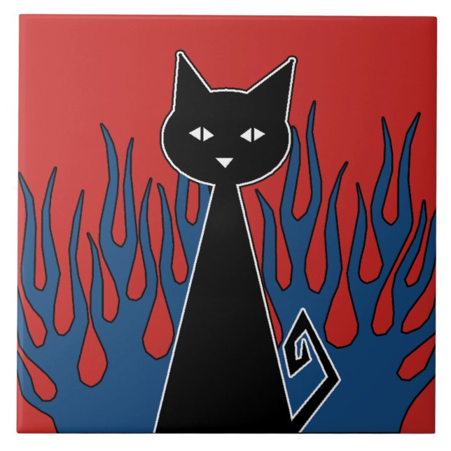 Black Cat Ceramic Tile (Front)