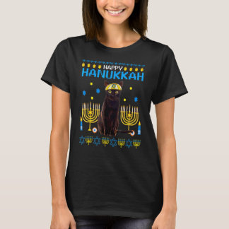 Black Cat Chanukah Jewish Ugly Hanukkah T-Shirt