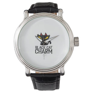 Black Cat Charm Halloween Design Tank Top Watch