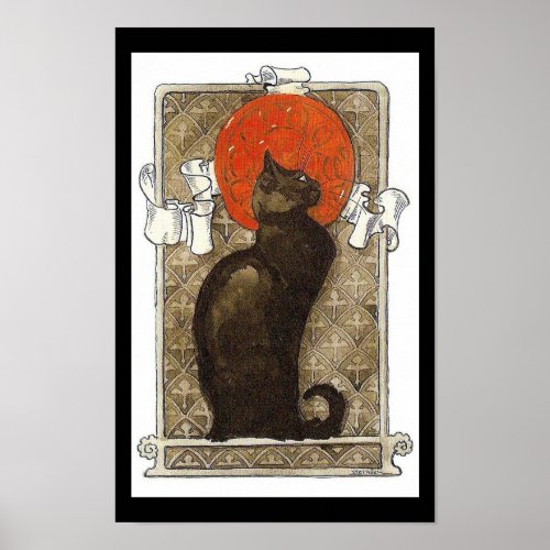 Black Cat  Chat Art Nouveau Poster
