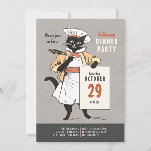 Black cat chef Vintage Halloween Dinner CC1266