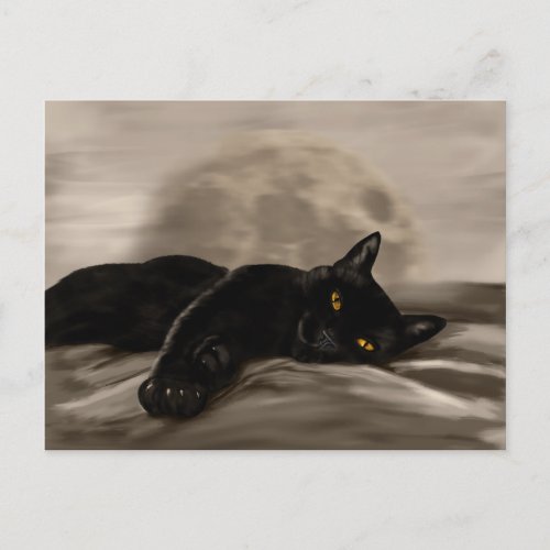 Black Cat chilling Holiday Postcard