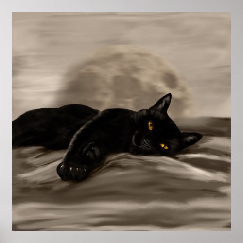 Black Cat chilling Poster