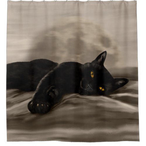 Black Cat chilling Shower Curtain