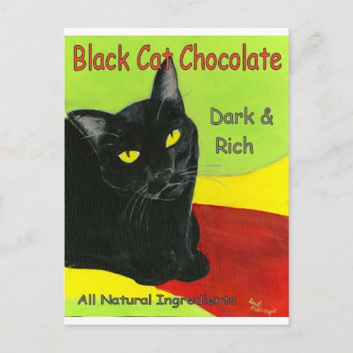 Black Cat Chocolate Dark and Rich Postcard