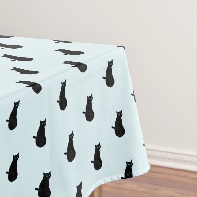 Black Cat - Choose / add your background color Tablecloth (In Situ)