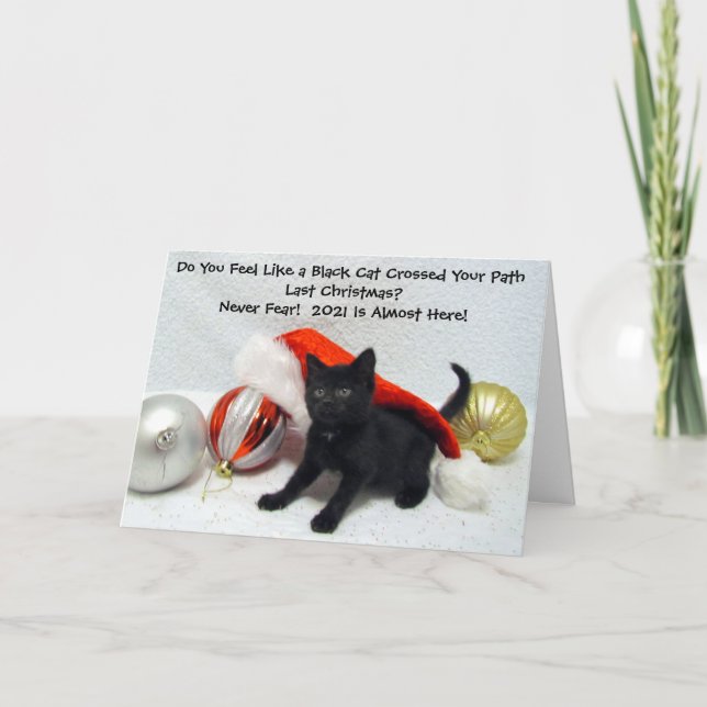 Black Cat Christmas - 2020 Humor - Folded Card (Front)