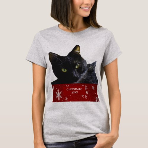Black Cat Christmas 20XX Womens Basic T_Shirt