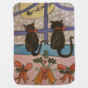 Black Cat Christmas Baby Blanket