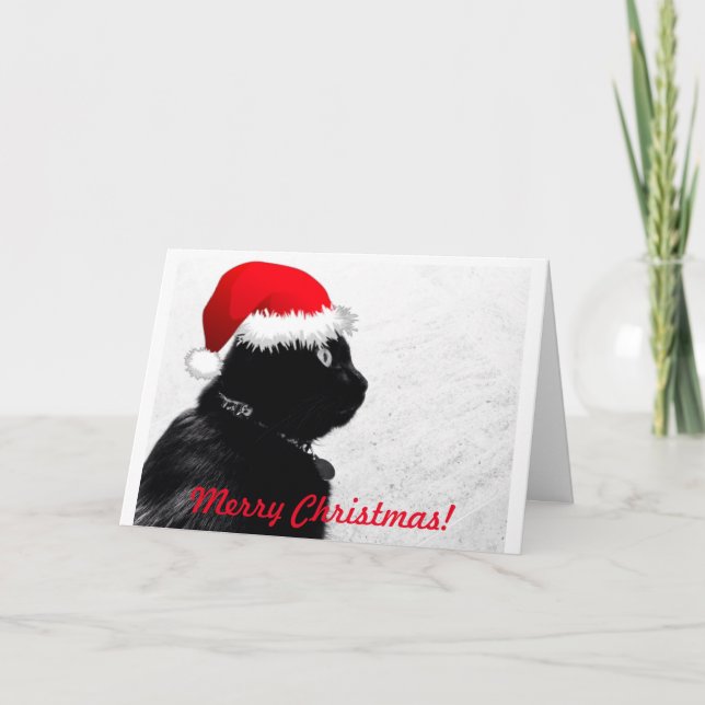 Black Cat Christmas Card (Front)