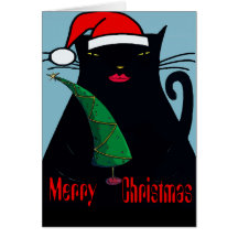 Black Cat Christmas Card