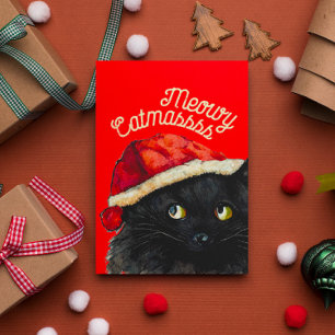Black Cat Christmas Card
