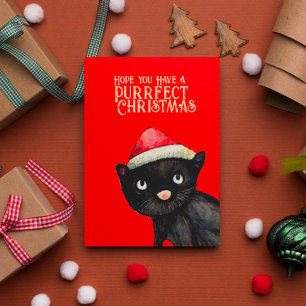 Black Cat Christmas Card