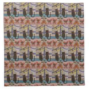 Black Cat Christmas Cloth Napkin