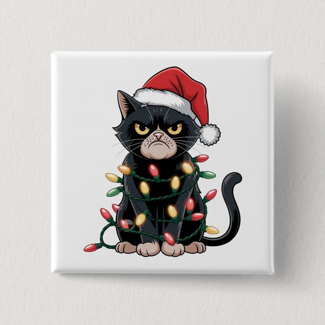 Black Cat Christmas Edition Button (Front)