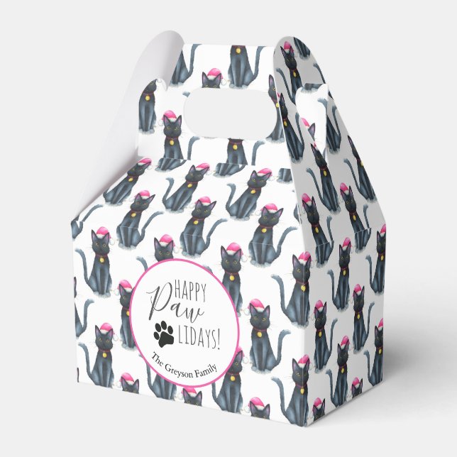 Black Cat Christmas Favor Box (Front Side)