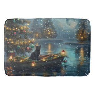 Black Cat Christmas Festive Voyage Bath Mat