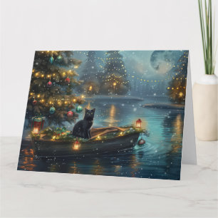 Black Cat Christmas Festive Voyage Card