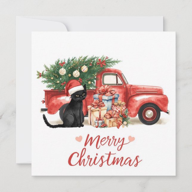 Black Cat Christmas for Cat Lovers Holiday Card (Front)