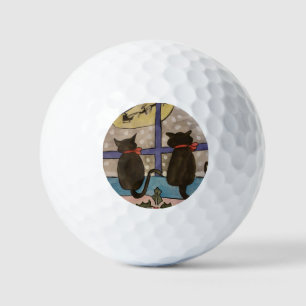 Black Cat Christmas Golf Balls