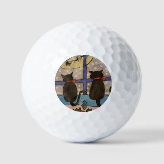 Black Cat Christmas Golf Balls