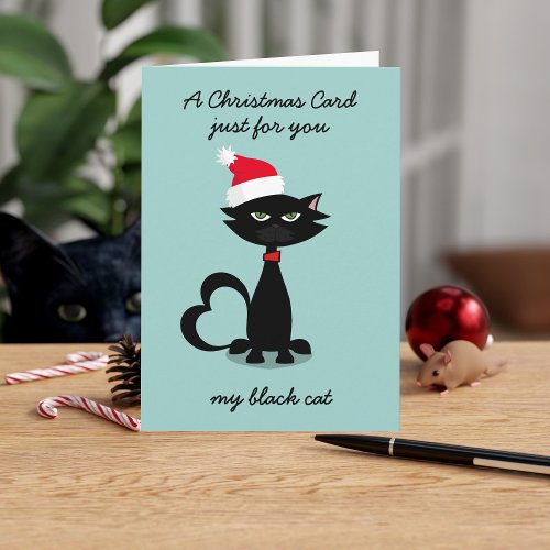Black Cat Christmas Greeting Card