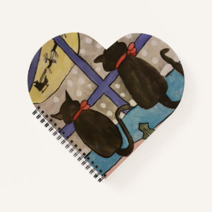 Black Cat Christmas Heart Notebook