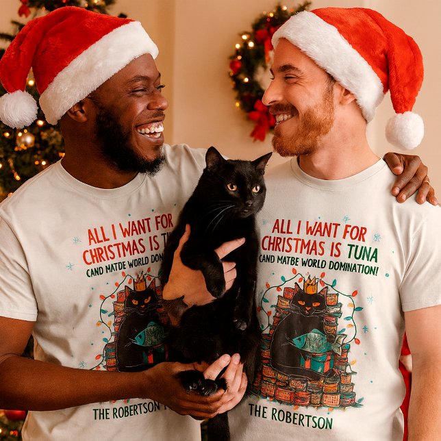 Black Cat Christmas Holiday Humor Funny Cat T-Shirt (Creator Uploaded)