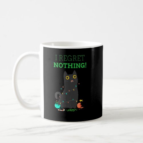 Black Cat Christmas I Regret Nothing Xmas Lights S Coffee Mug