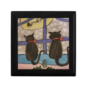 Black Cat Christmas Jewelry Box
