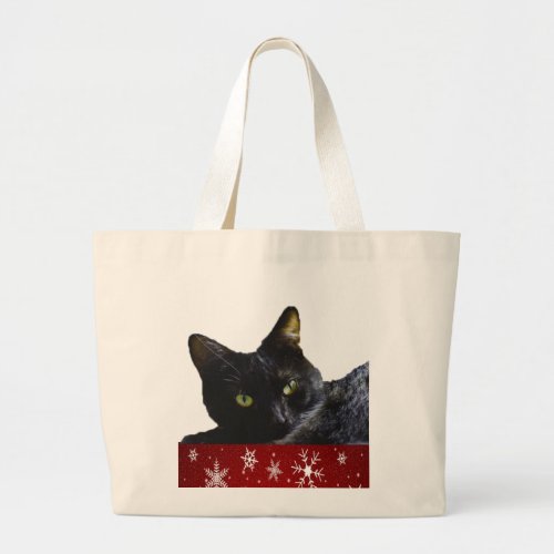 Black Cat Christmas Jumbo Tote Bag