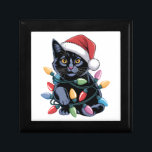 Black Cat Christmas Lights Funny Cat Lover Gift Box<br><div class="desc">Black Cat Christmas Lights Funny Cat Lover</div>