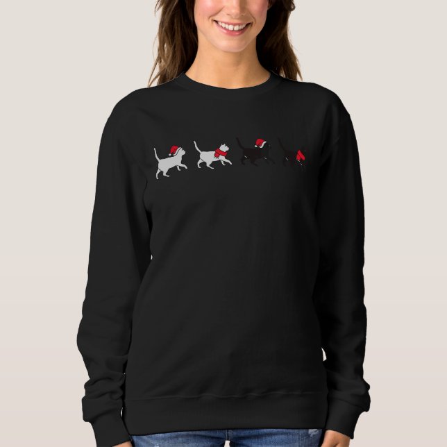 Black Cat Christmas Meowy   Cat   Cat Dad Cat Mom Sweatshirt (Front)